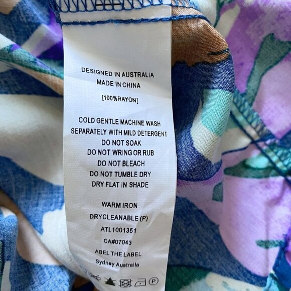 NWT ABEL THE LABEL PURPLE GREEN SALVIA PRINT SHORT SLEEVE HIGH LOW MAXI DRESS - Picture 8 of 8